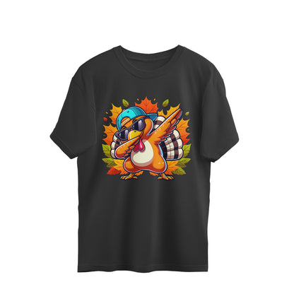 Dabbing Turkey Oversized T-Shirt Black Printrove