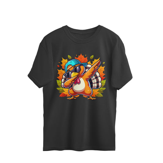 Dabbing Turkey Oversized T-Shirt Black Printrove