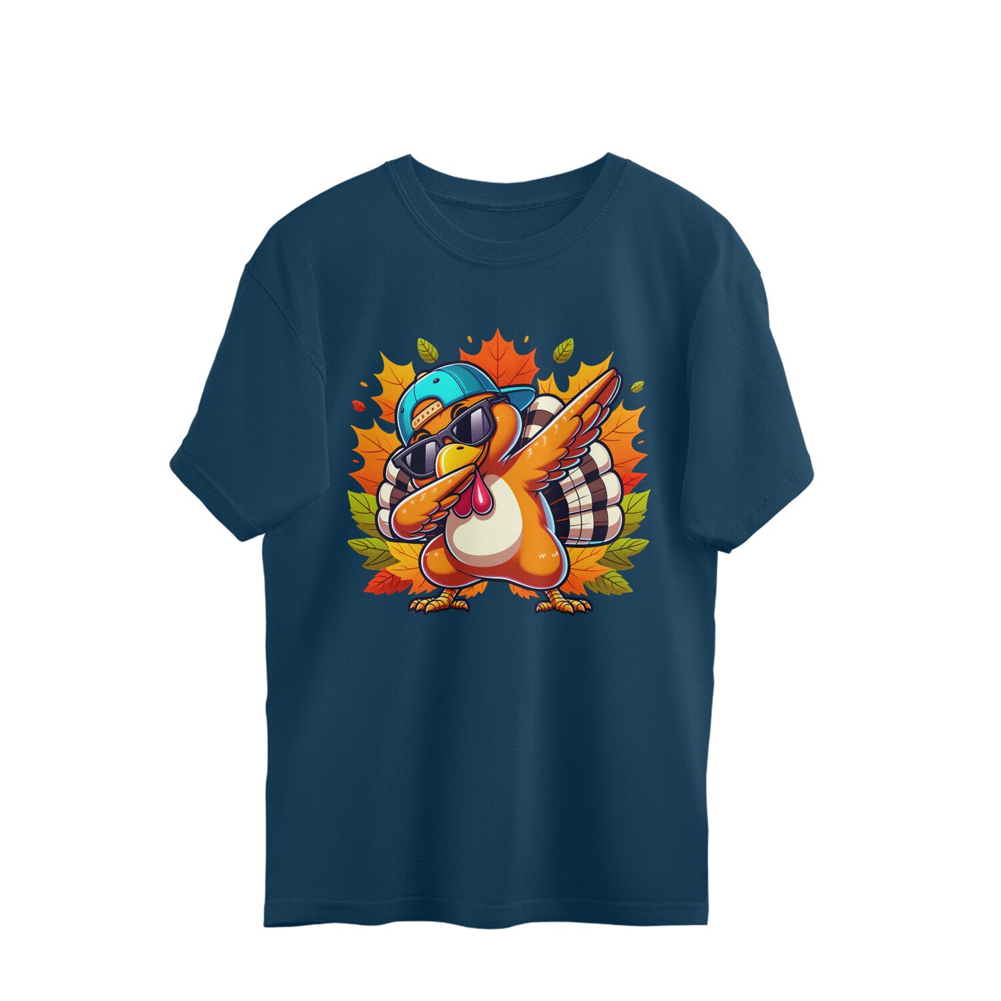 Dabbing Turkey Oversized T-Shirt Navy Blue Printrove