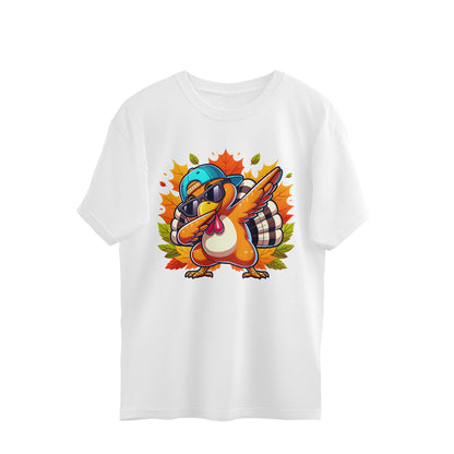 Dabbing Turkey Oversized T-Shirt White Printrove