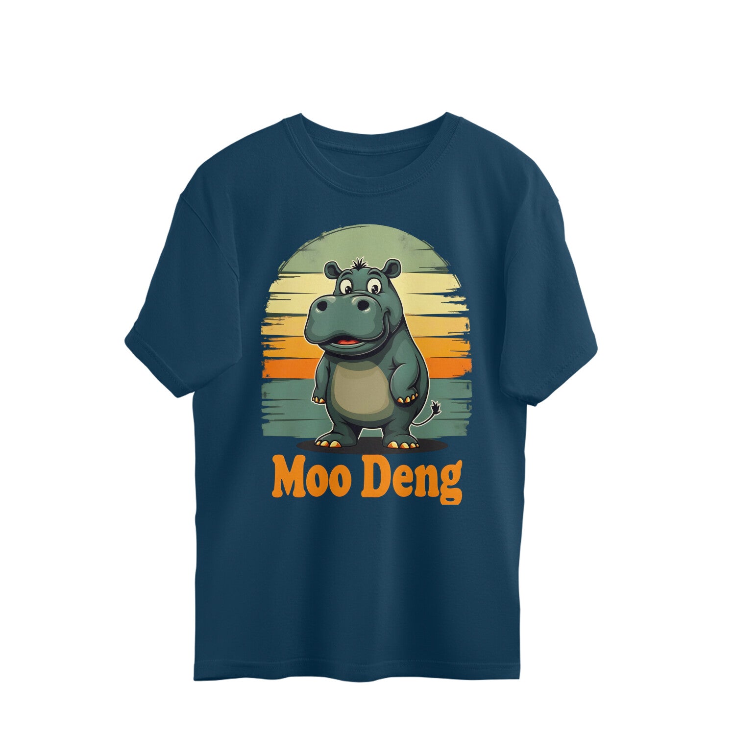 Moo Deng Oversized T-Shirt Navy Blue Printrove
