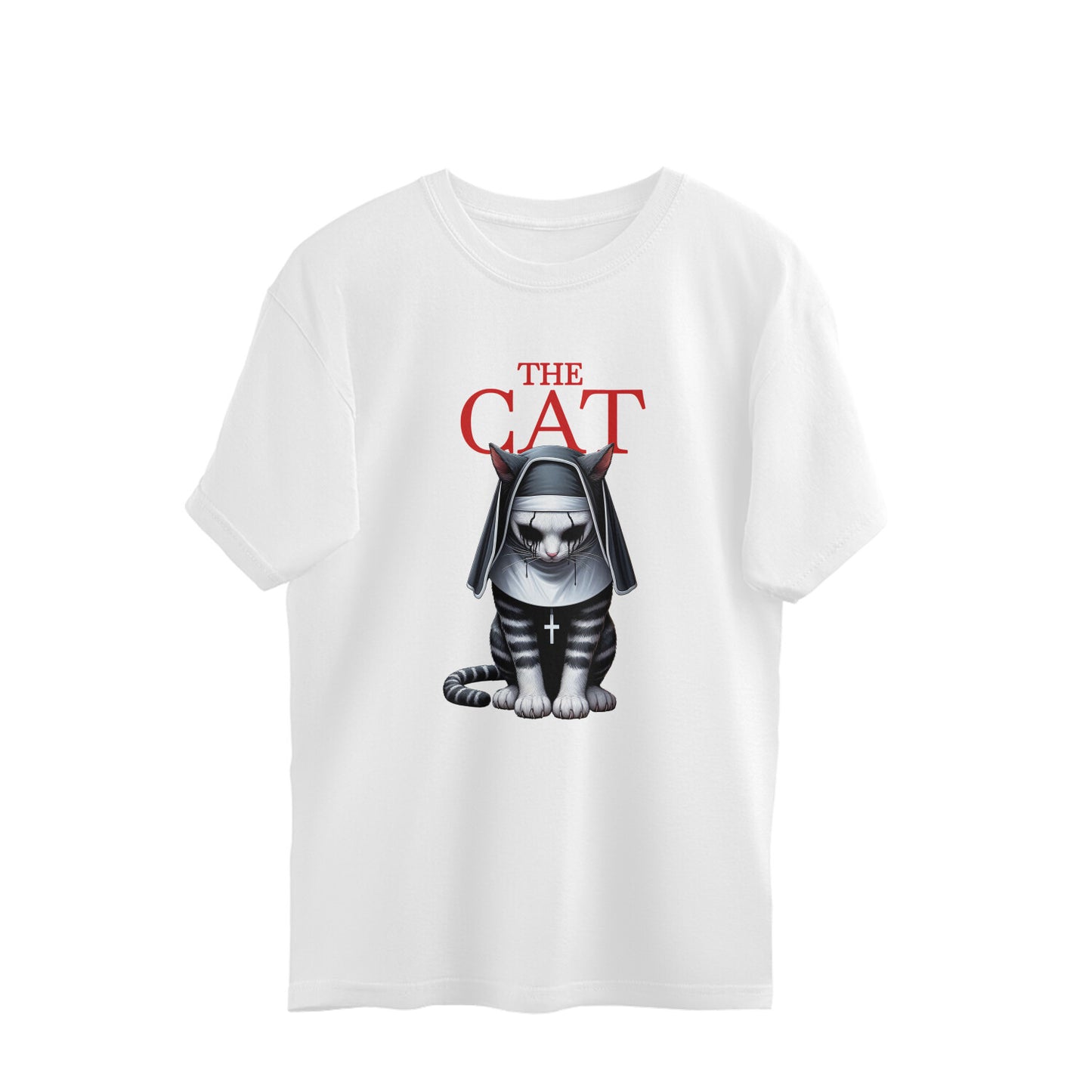 The Cat Nun Oversized T-Shirt White Printrove