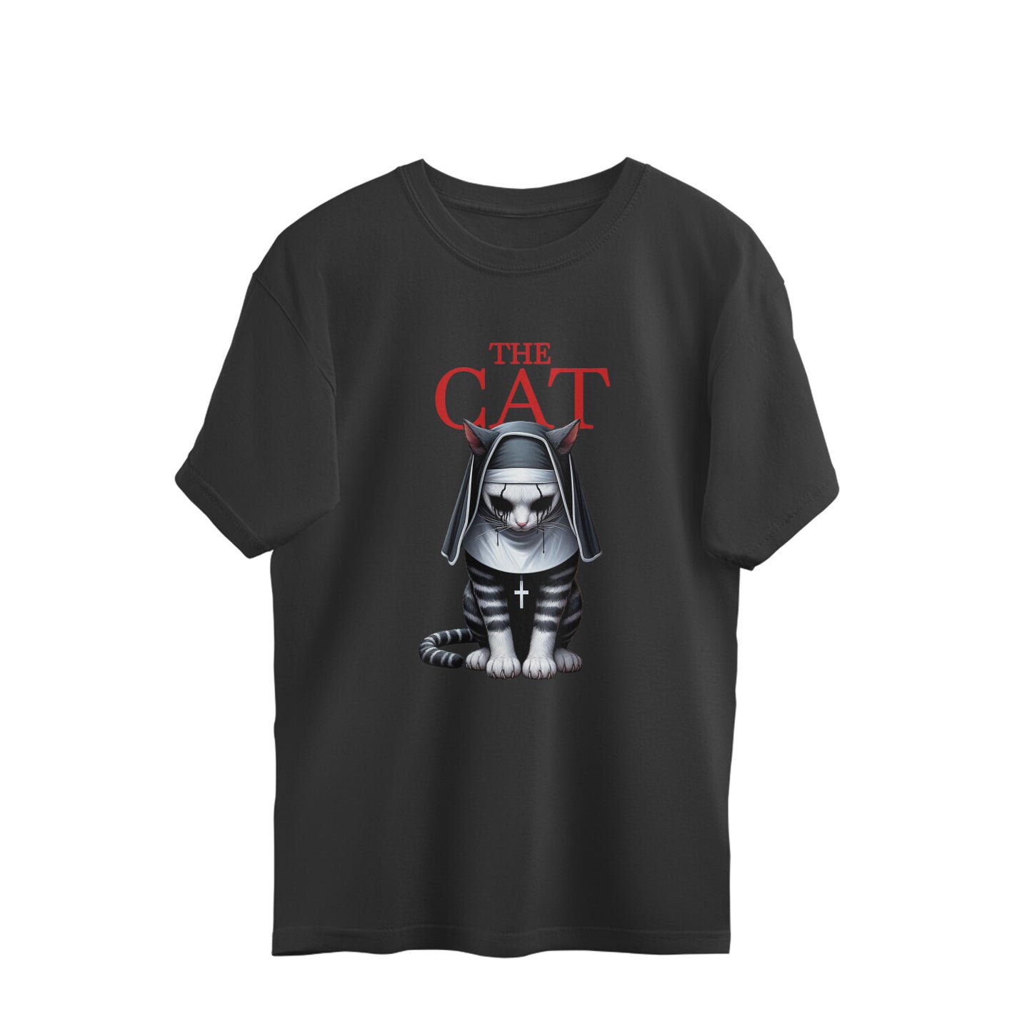 The Cat Nun Oversized T-Shirt Black Printrove