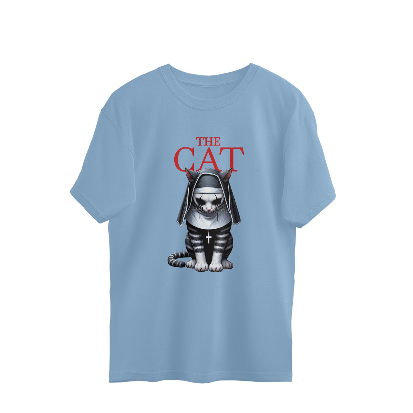 The Cat Nun Oversized T-Shirt Baby Blue Printrove