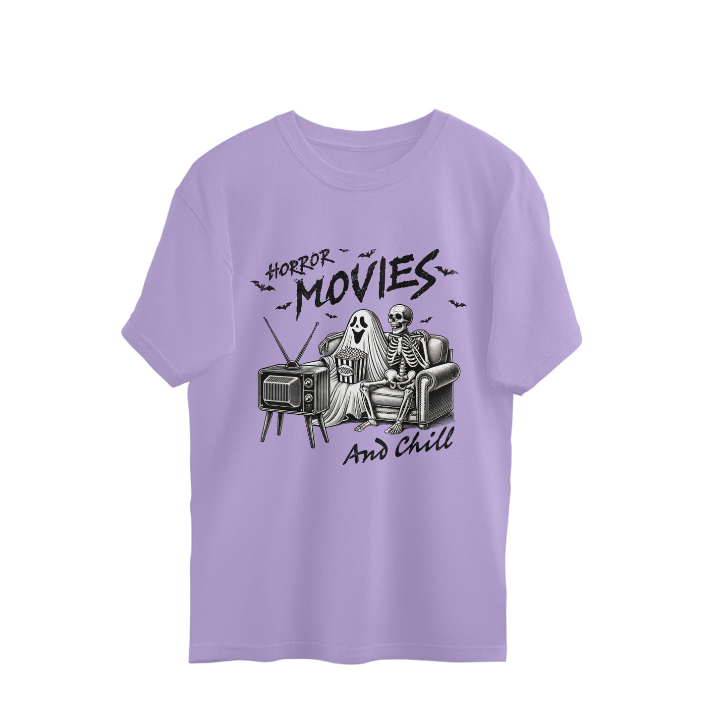 Horror Movies & Chill Oversized T-Shirt Iris Lavender Printrove