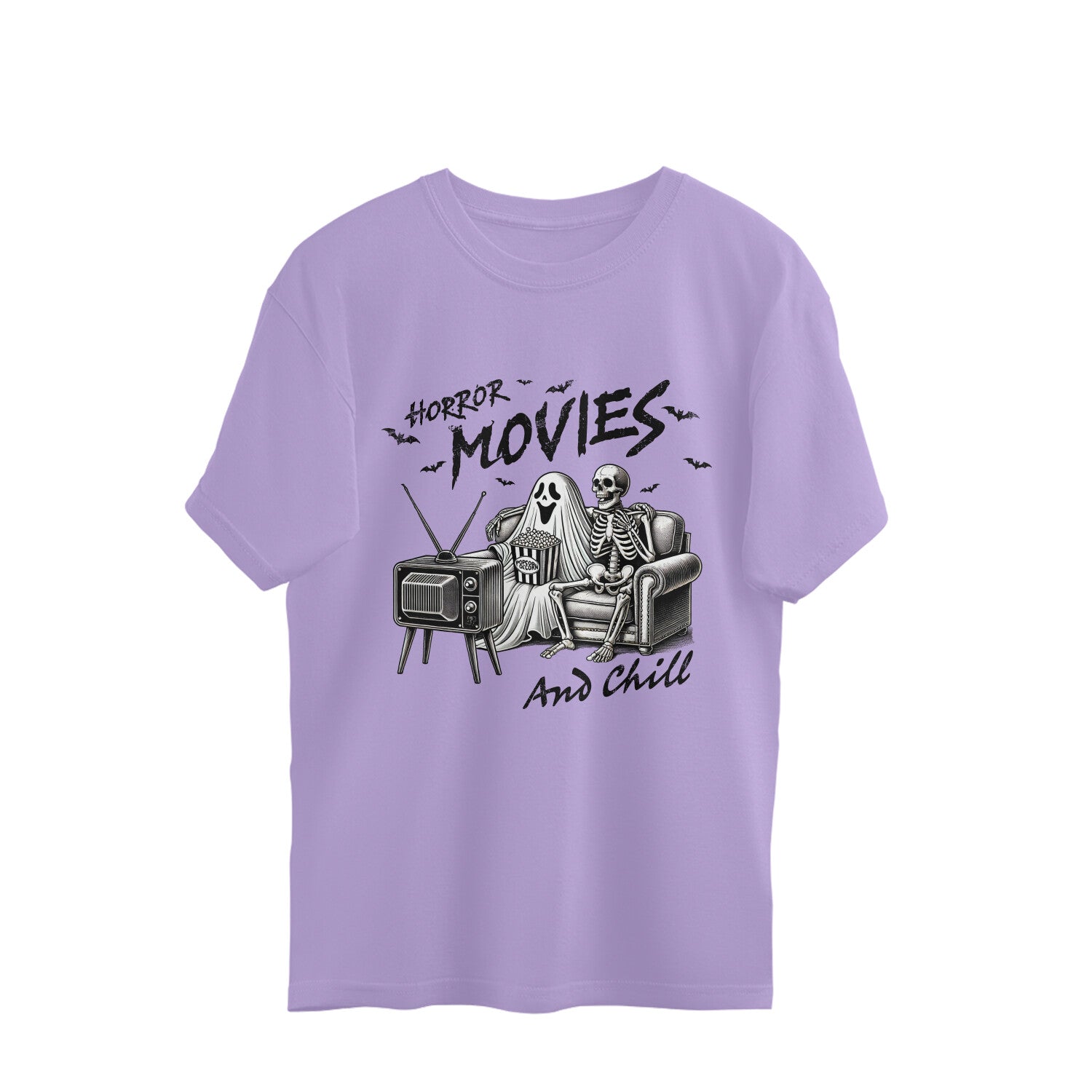 Horror Movies & Chill Oversized T-Shirt Iris Lavender Printrove