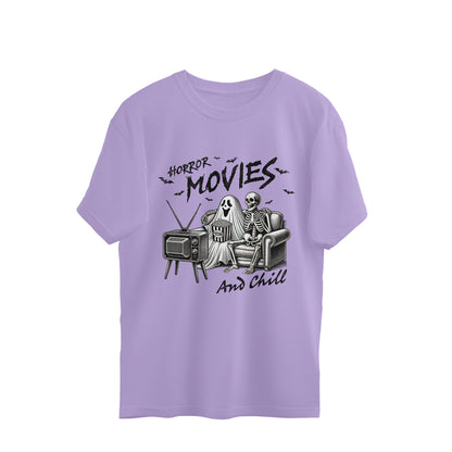 Horror Movies & Chill Oversized T-Shirt Iris Lavender Printrove