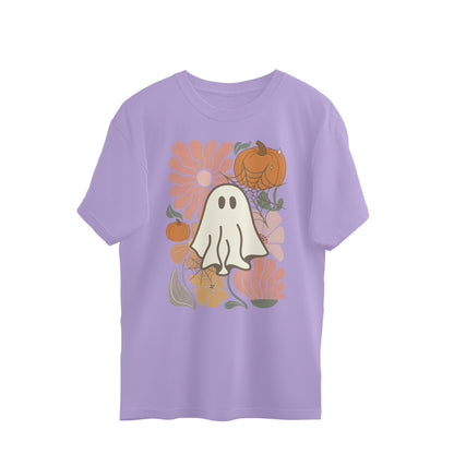 Boho Floral Ghost Oversized T-Shirt Iris Lavender Printrove