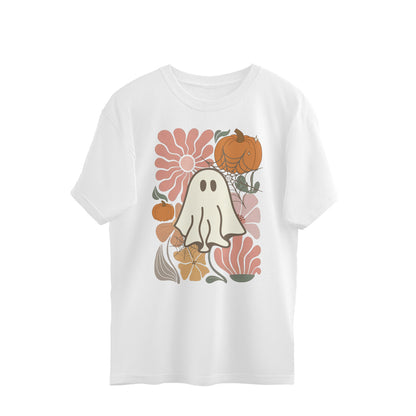 Boho Floral Ghost Oversized T-Shirt White Printrove
