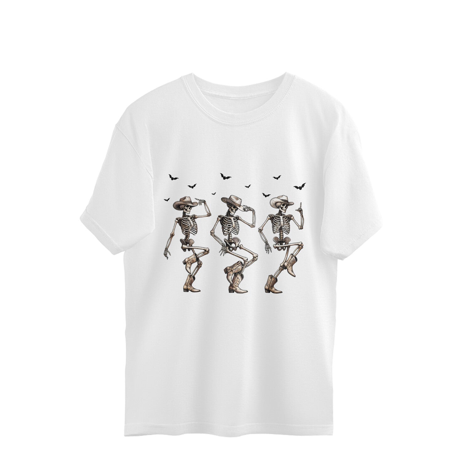 Cowboy Skeletons Dance Oversized T-Shirt White Printrove