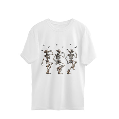Cowboy Skeletons Dance Oversized T-Shirt White Printrove