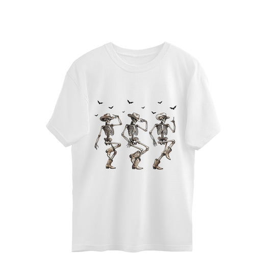 Cowboy Skeletons Dance Oversized T-Shirt White Printrove
