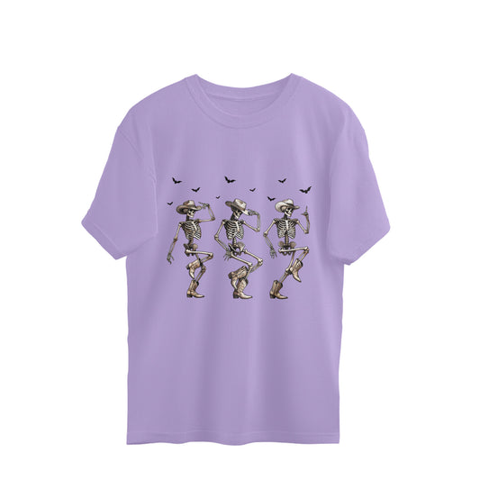 Cowboy Skeletons Dance Oversized T-Shirt Iris Lavender Printrove