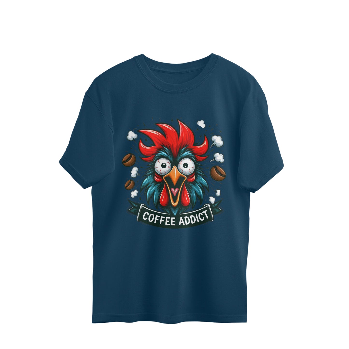 Coffee Addict Oversized T-Shirt Navy Blue Printrove