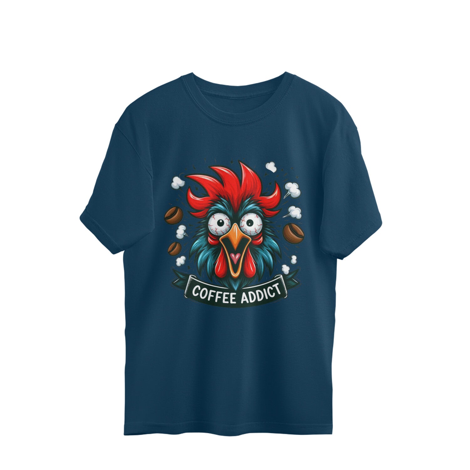 Coffee Addict Oversized T-Shirt Navy Blue Printrove