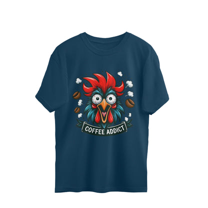 Coffee Addict Oversized T-Shirt Navy Blue Printrove