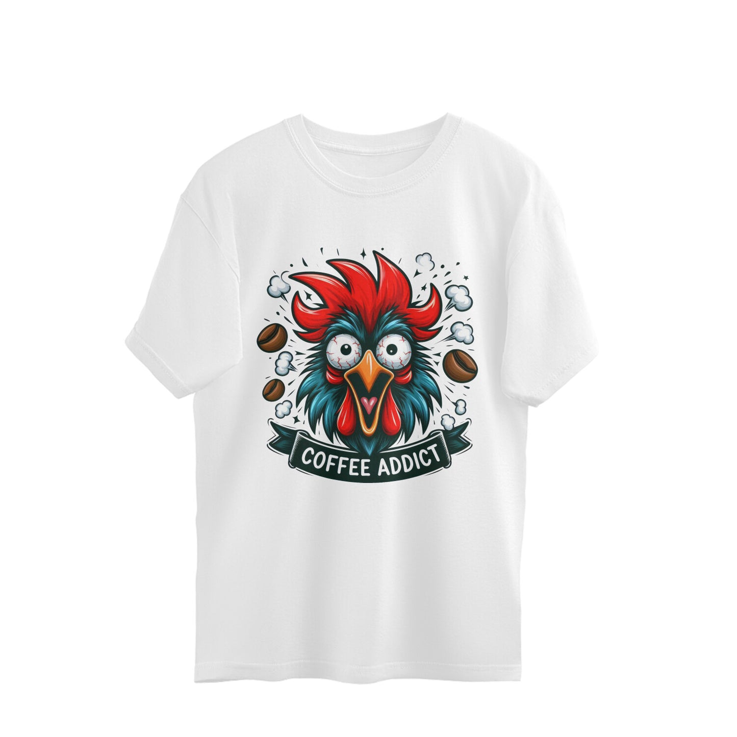 Coffee Addict Oversized T-Shirt White Printrove