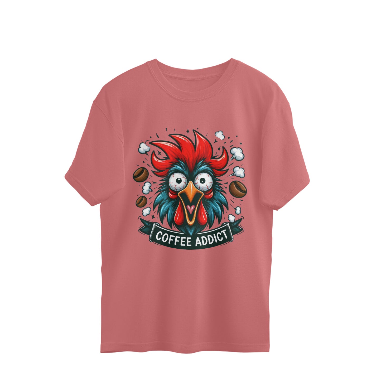 Coffee Addict Oversized T-Shirt Dusty Rose Printrove