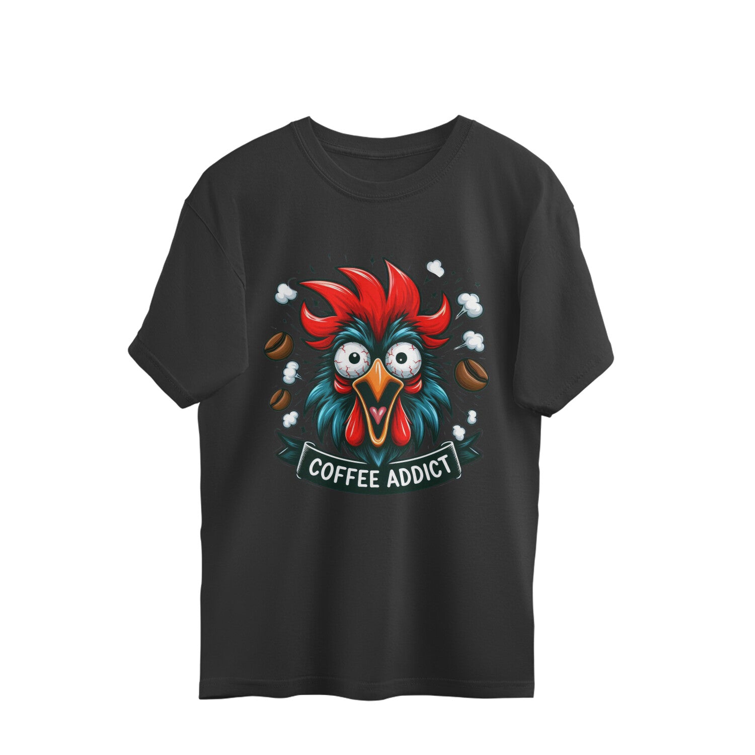 Coffee Addict Oversized T-Shirt Black Printrove