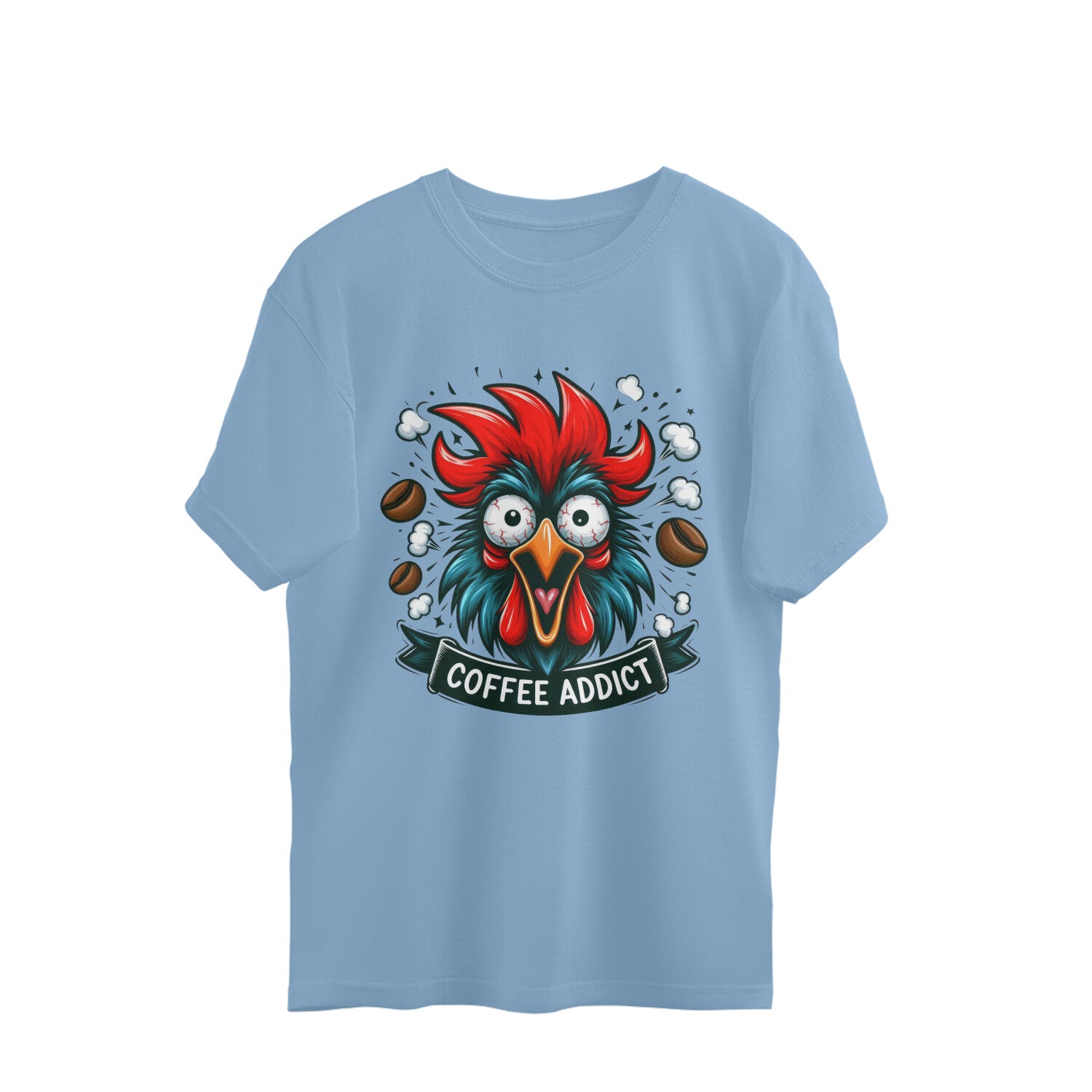 Coffee Addict Oversized T-Shirt Baby Blue Printrove
