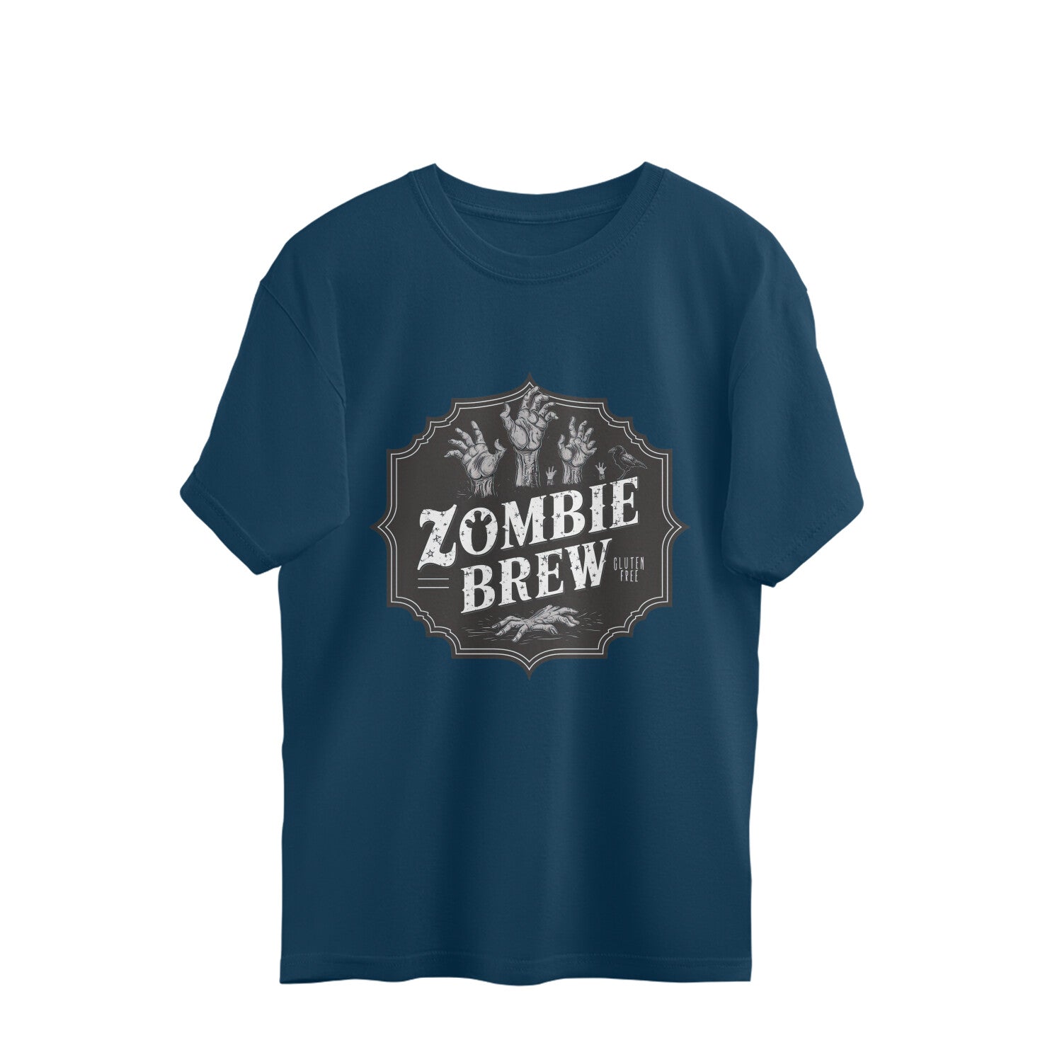 Zombie Brew Oversized T-Shirt Navy Blue Printrove