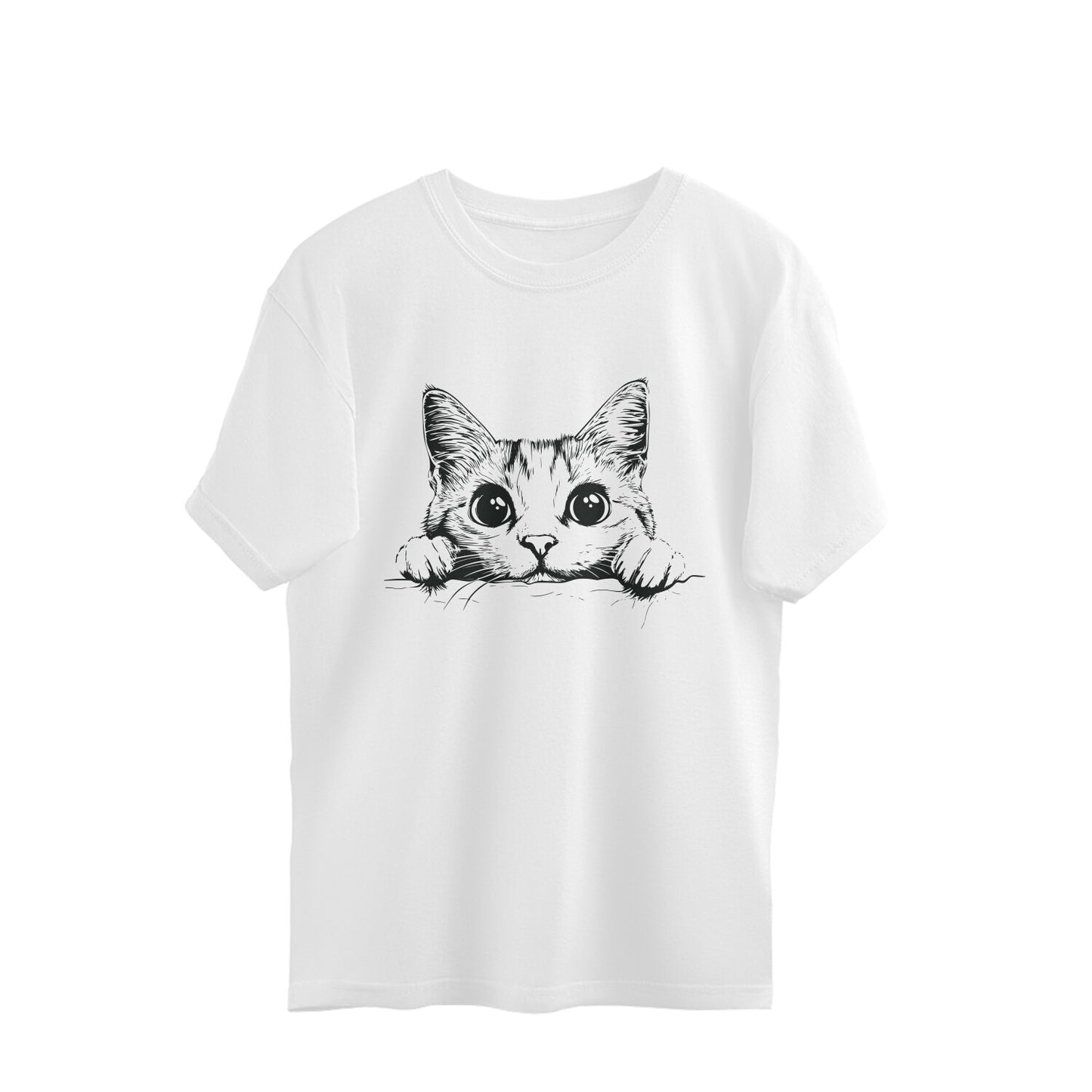 Cute Cat Oversized T-Shirt White Printrove