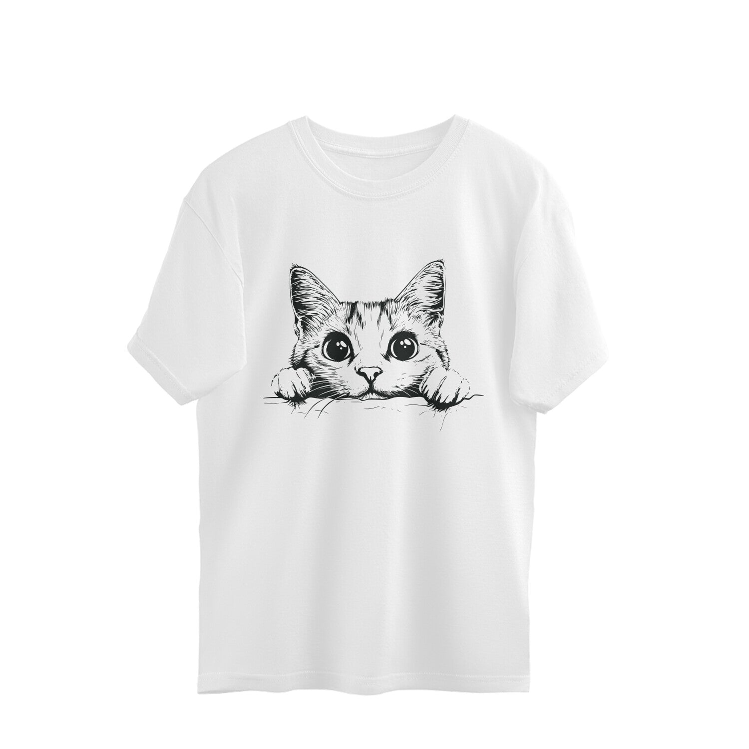 Cute Cat Oversized T-Shirt White Printrove