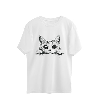 Cute Cat Oversized T-Shirt White Printrove