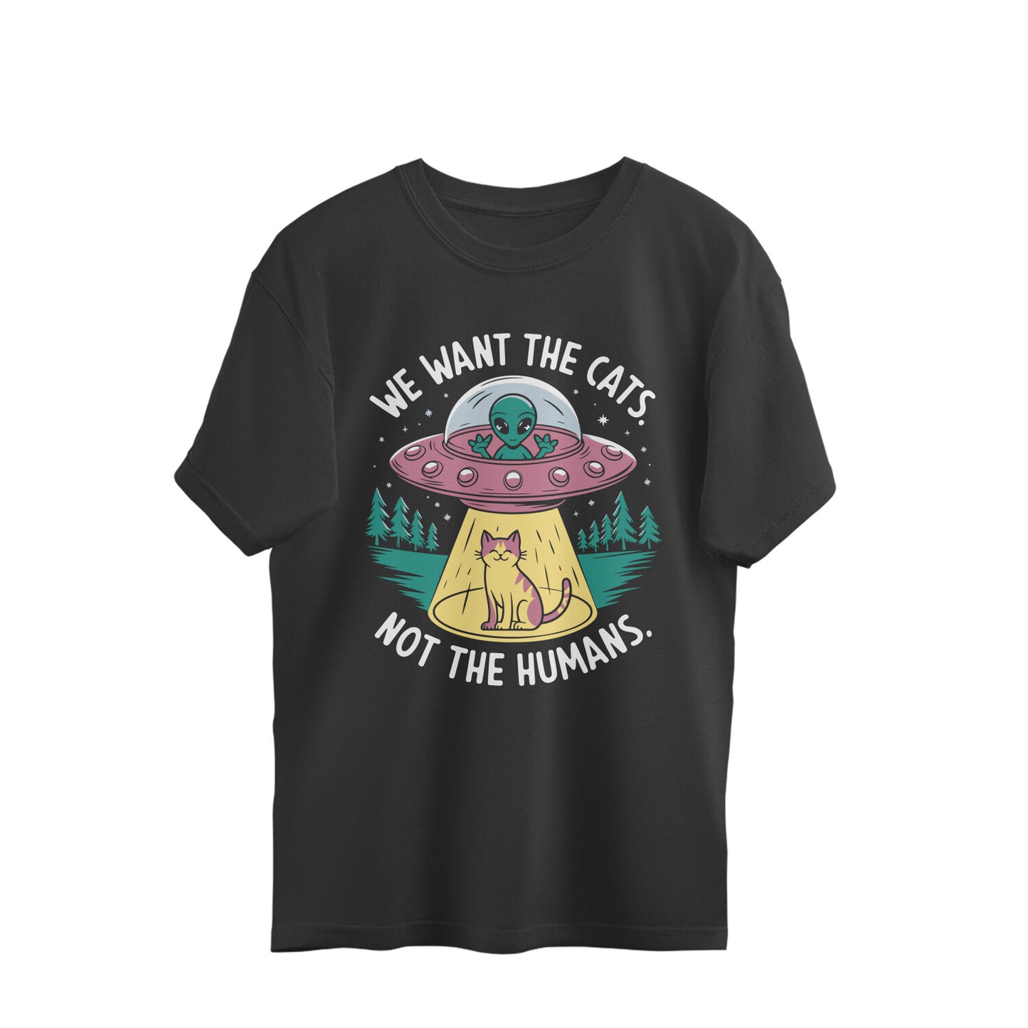 We Want The Cats Oversized T-Shirt Black Printrove