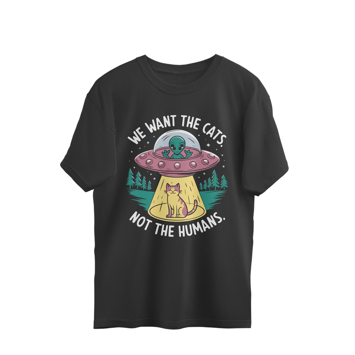 We Want The Cats Oversized T-Shirt Black Printrove
