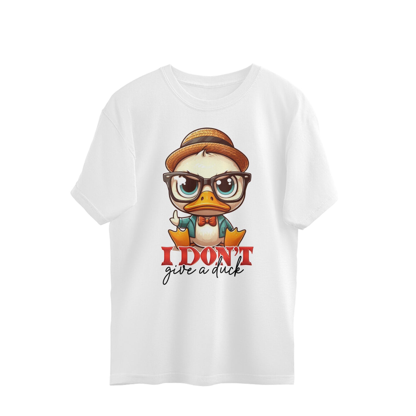 I Don't Give A Duck Oversized T-Shirt White Printrove