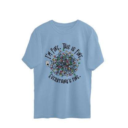 Everything's Fine Oversized T-Shirt Baby Blue Printrove