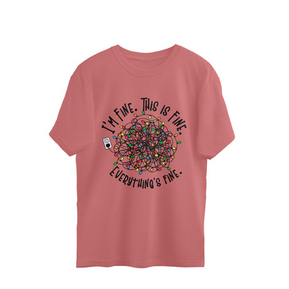 Everything's Fine Oversized T-Shirt Dusty Rose Printrove