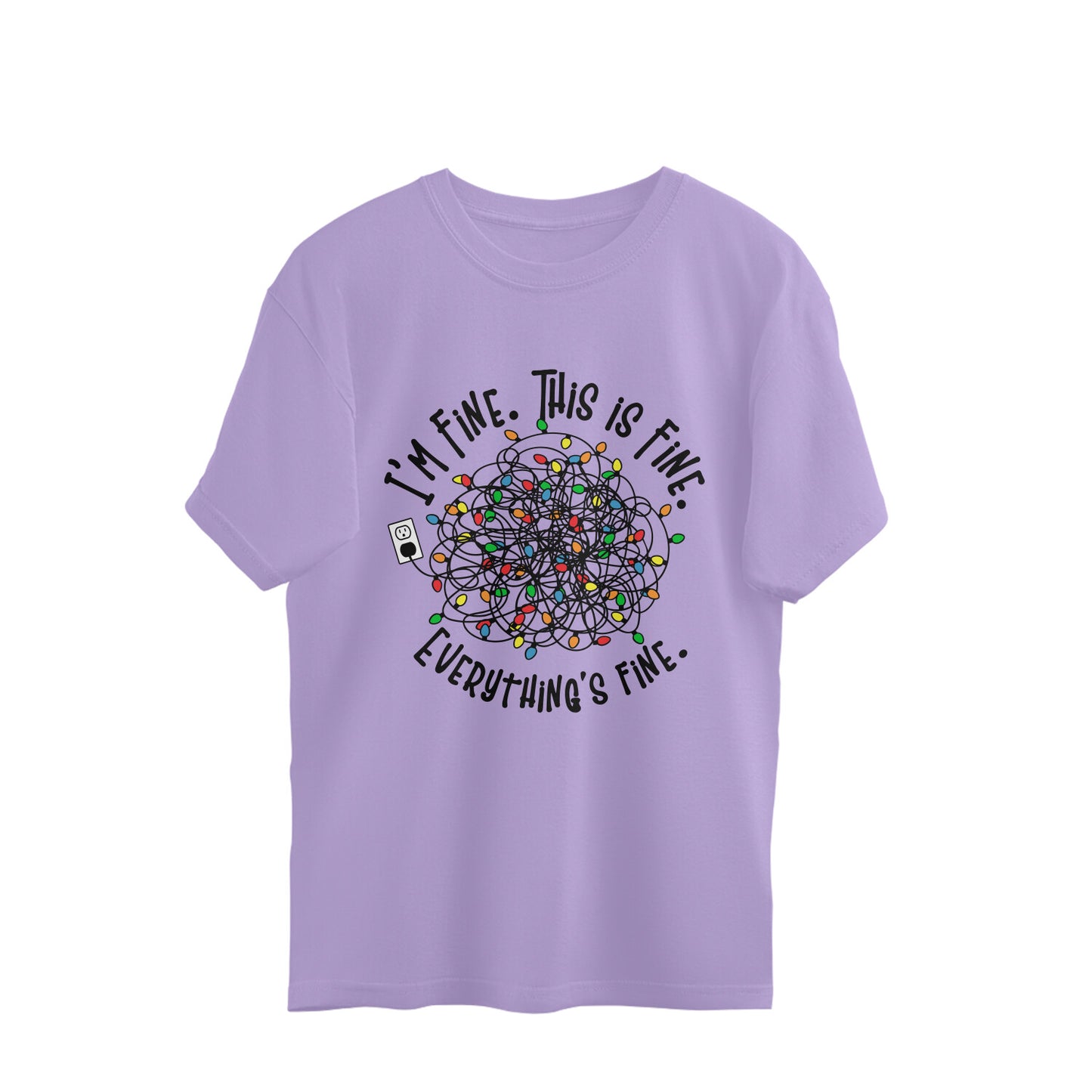 Everything's Fine Oversized T-Shirt Iris Lavender Printrove