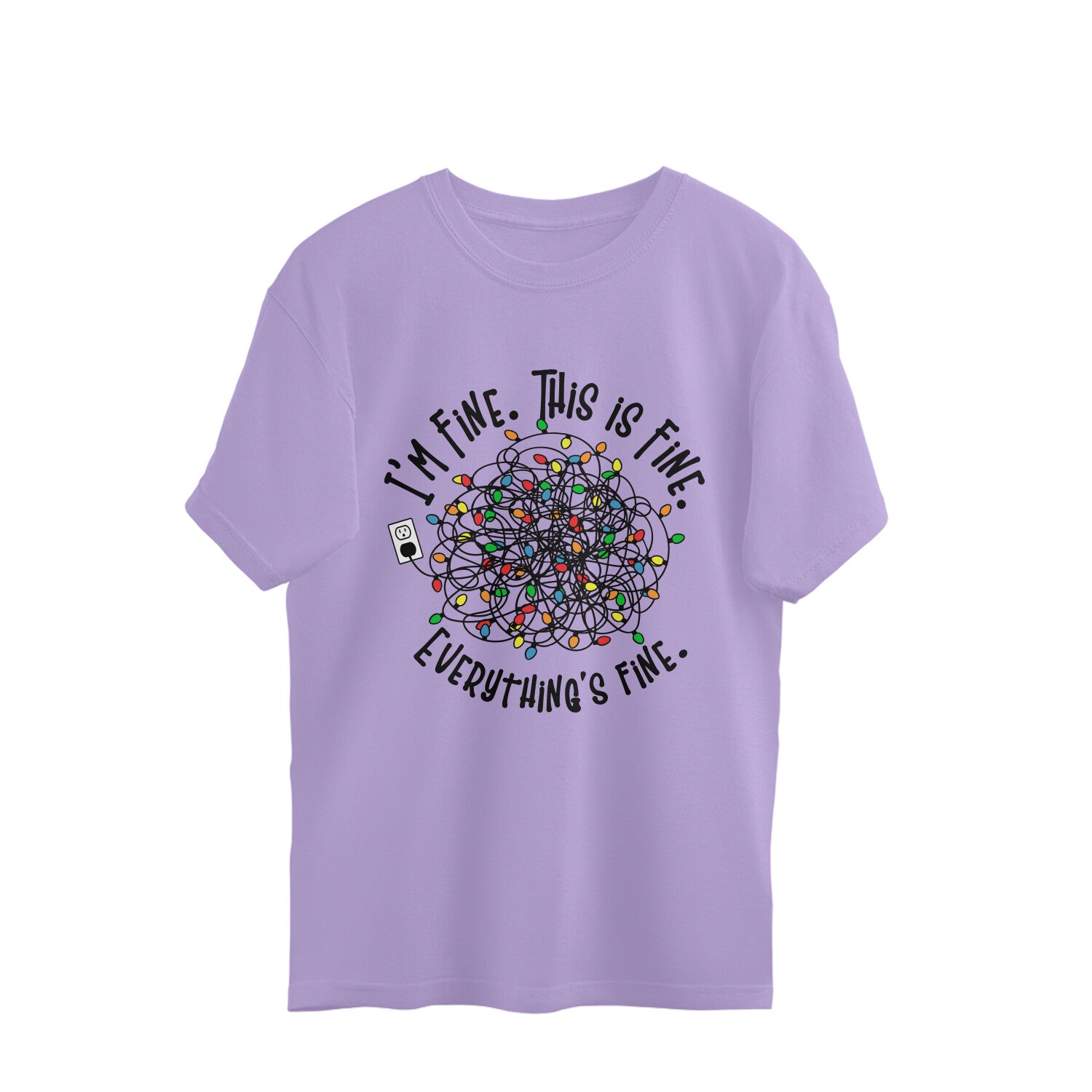 Everything's Fine Oversized T-Shirt Iris Lavender Printrove