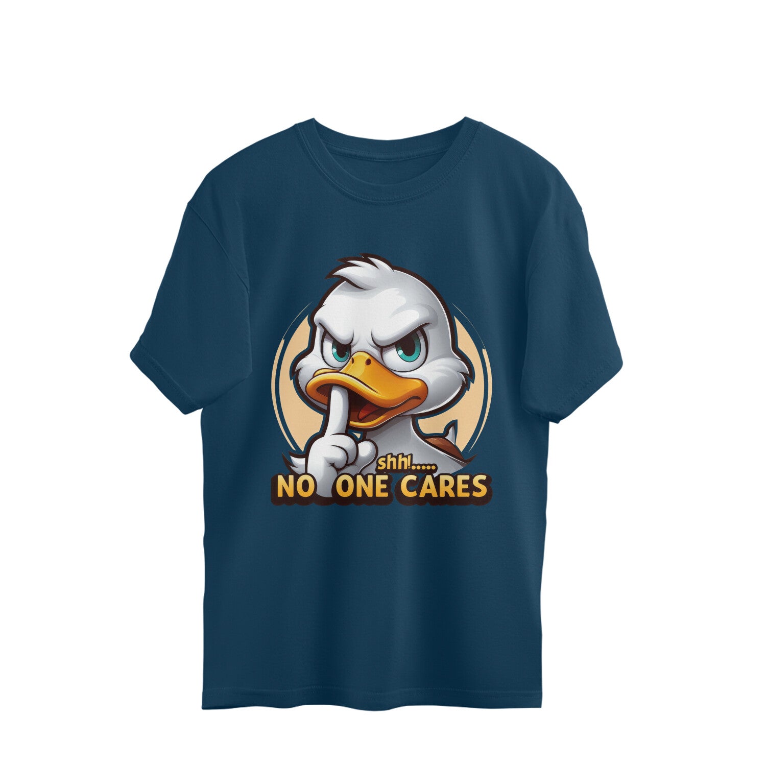 Shh No One Cares Oversized T-Shirt Navy Blue Printrove