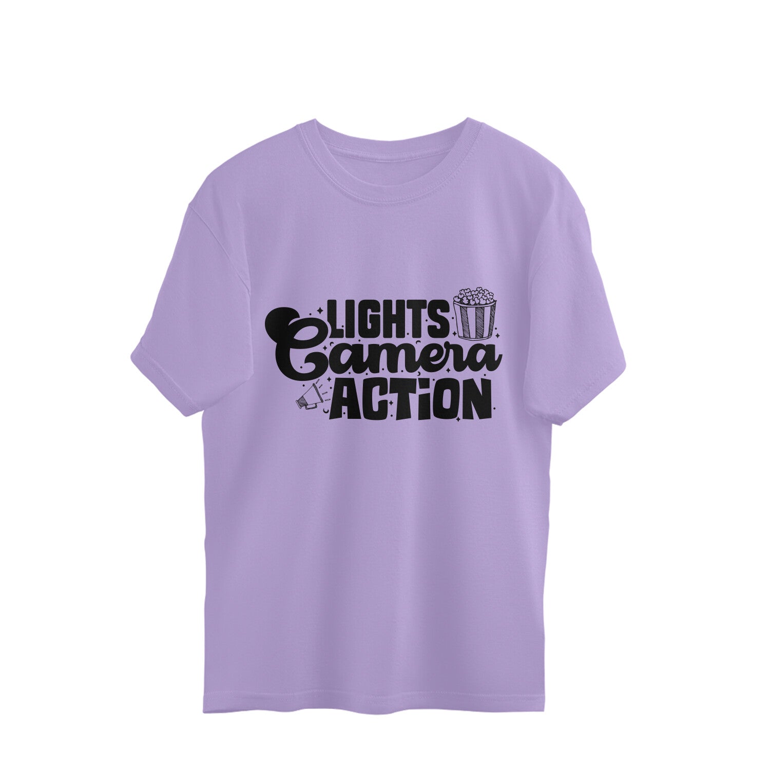 Lights Camera Action Oversized T-Shirt Iris Lavender Printrove