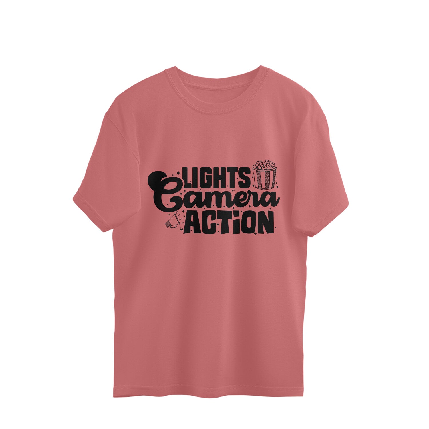 Lights Camera Action Oversized T-Shirt Dusty Rose Printrove