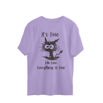 It's Fine I'm Fine Oversized T-Shirt Iris Lavender Printrove