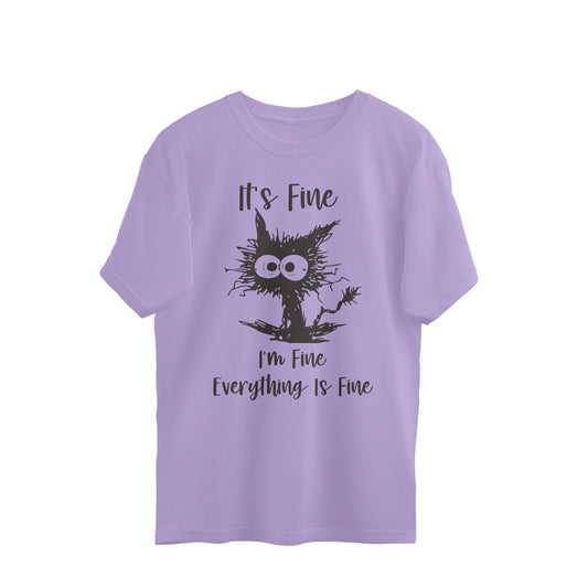 It's Fine I'm Fine Oversized T-Shirt Iris Lavender Printrove