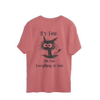 It's Fine I'm Fine Oversized T-Shirt Dusty Rose Printrove