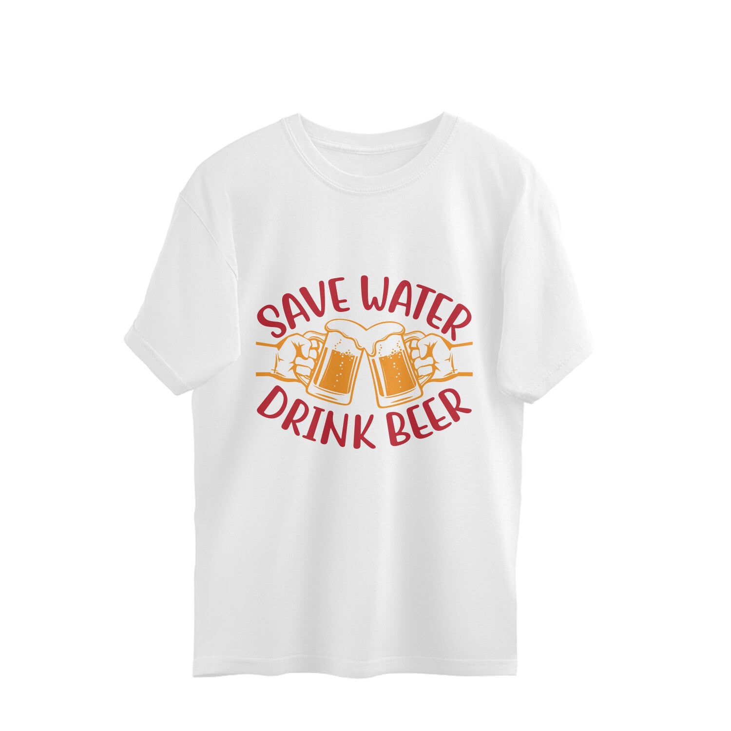 Save Water Drink Beer Oversized T-Shirt White Printrove