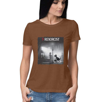 T-Rexorcist Women's T-Shirt Coffee Brown Printrove