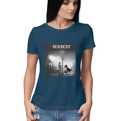 T-Rexorcist Women's T-Shirt Navy Blue Printrove
