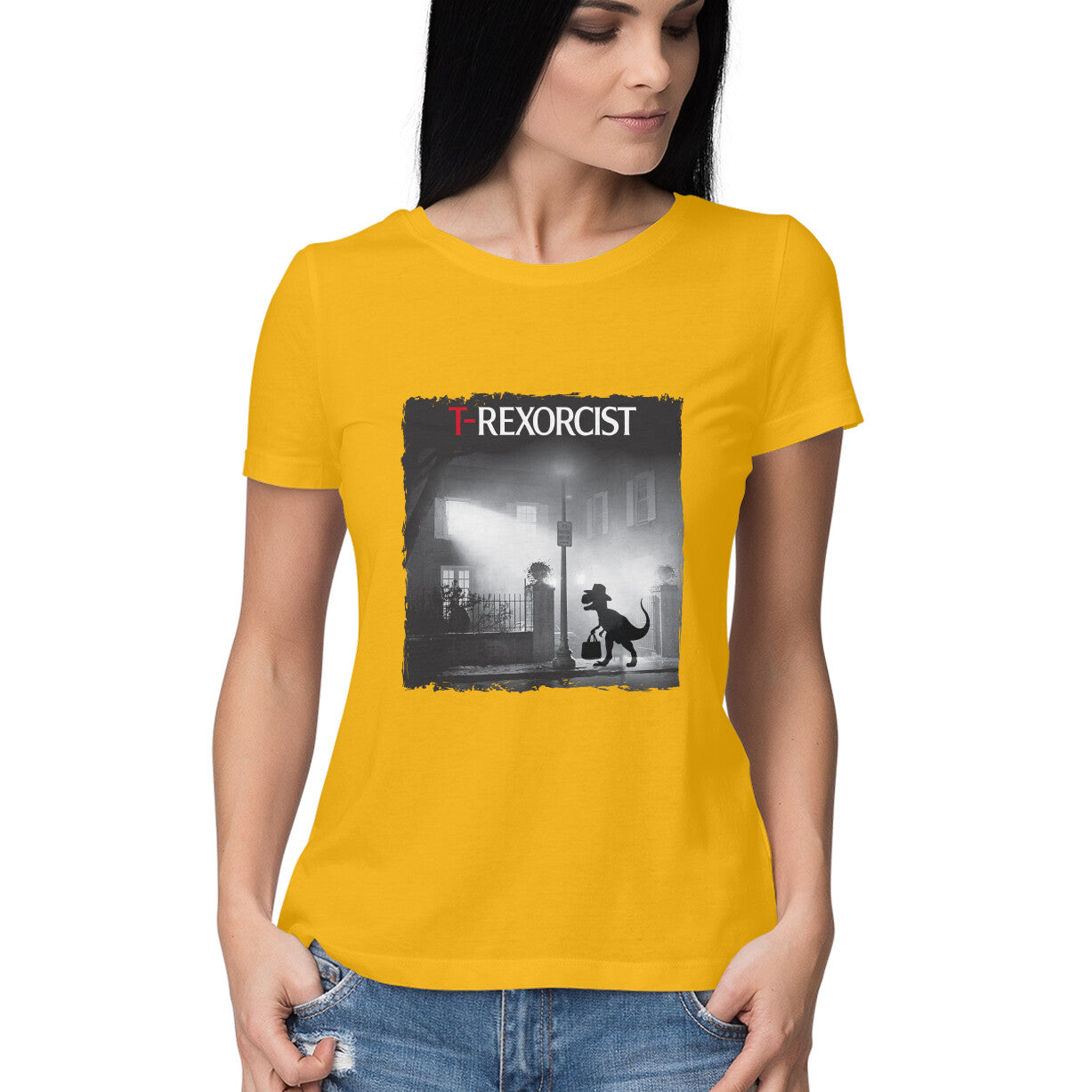 T-Rexorcist Women's T-Shirt Golden Yellow Printrove