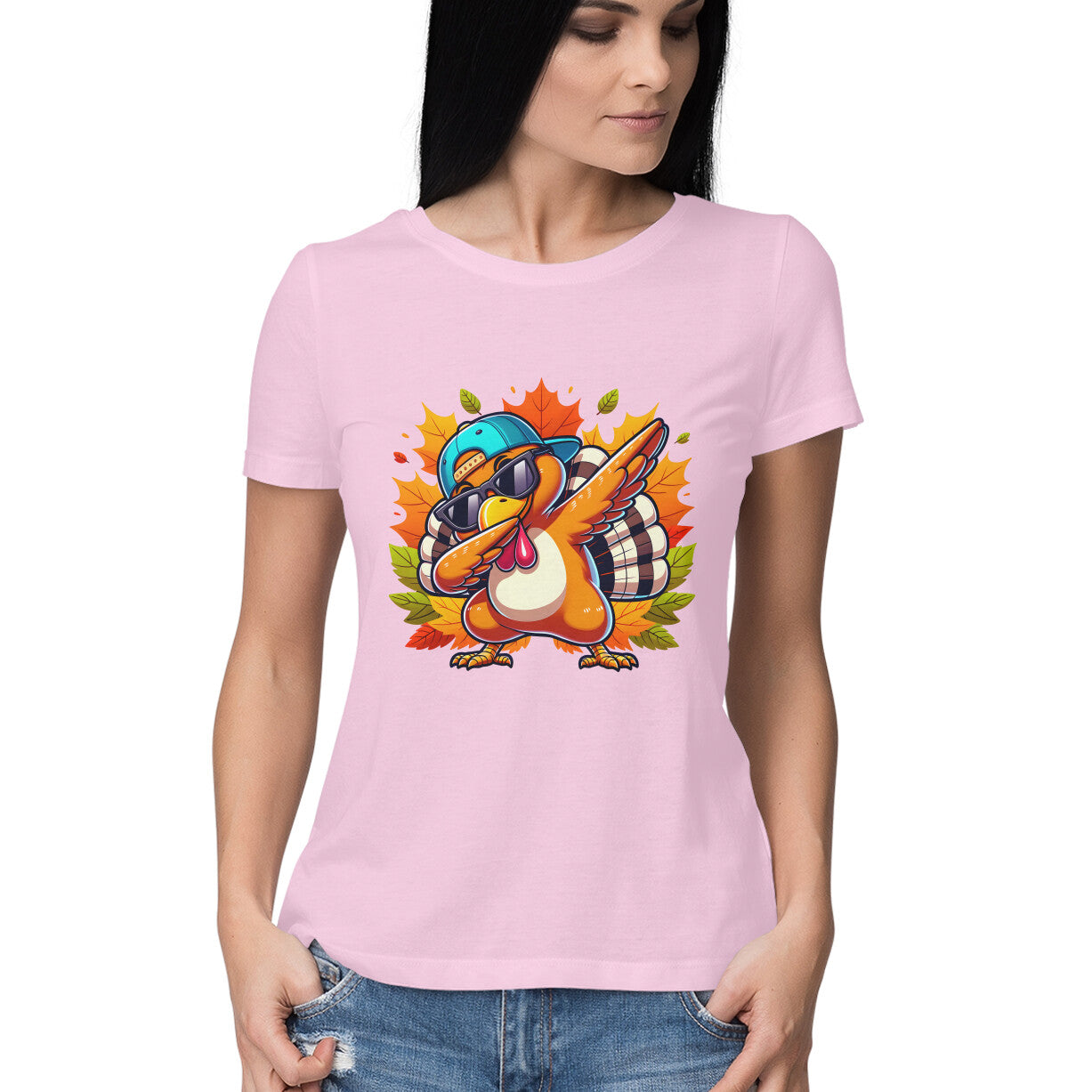 Dabbing Turkey Women's T-Shirt Light Pink Printrove