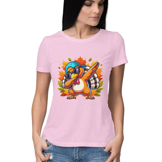 Dabbing Turkey Women's T-Shirt Light Pink Printrove