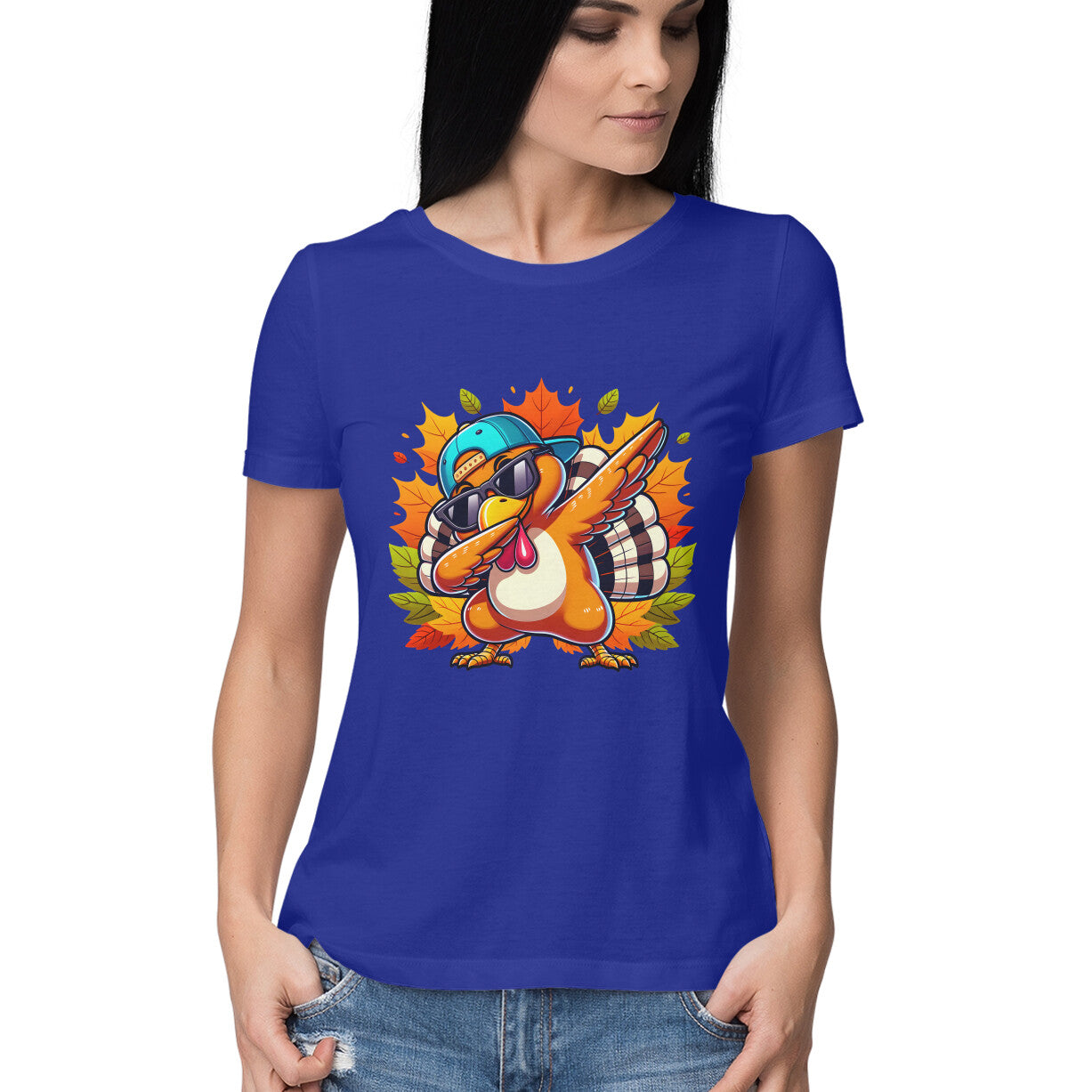Dabbing Turkey Women's T-Shirt Royal Blue Printrove