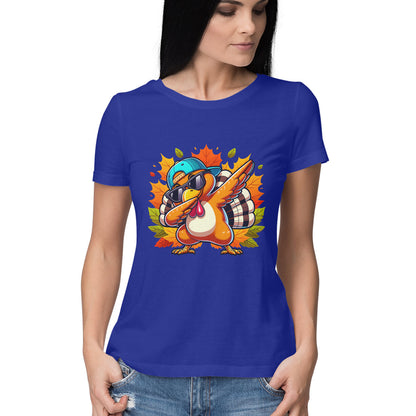 Dabbing Turkey Women's T-Shirt Royal Blue Printrove