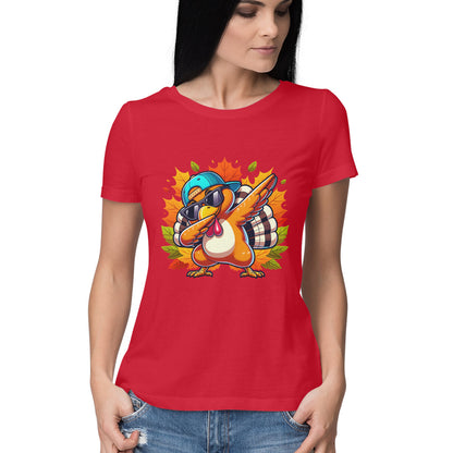 Dabbing Turkey Women's T-Shirt Red Printrove